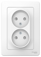 Розетка 2-м СП Blanca 16А IP20 250В без заземл. защ. шторки бел. SchE BLNRS000121 Schneider Electric