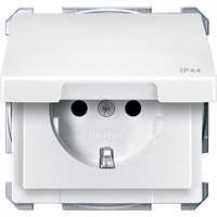Механизм розетки 1-м СП Merten Aquadesign 16А IP44 с заземл. крышкой полярн. бел. SchE MTN2414-4019 Schneider Electric