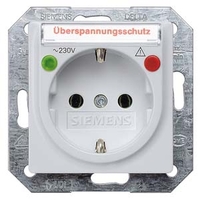 Розетка SCHUKO 10/16А 250В механизм с защитой от перенапряжений/ индикаторами и полем для надписи перенапряжений алюминиевый металлик DELTA I-SYSTEM Siemens 5UB1936