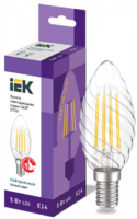 Лампа светодиодная филаментная 360° 5Вт CT35 свеча витая 4000К E14 230В IEK LLF-CT35-5-230-40-E14-CL (ИЭК)