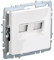 Розетка компьютерная двойная СП RJ45 кат.5E BRITE РК10-2-БрБ бел. IEK BR-K20-1-K01 (ИЭК)