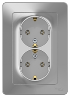 Розетка 2-м СП Blanca 16А IP20 250В с заземл. без защ. шторок алюм. SchE BLNRS001023 Schneider Electric