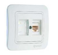 Розетка компьютерная 2-м СП Lillium 16А IP20 CAT.5e + гнездо бел./бел. Makel 70035