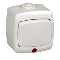 Переключатель 1-кл. ОП Рондо 10А IP44 250В с подсветкой бел. SchE VA610-129B-BI Schneider Electric