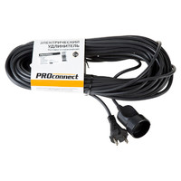 Вт IP20 черный (Сделано в России) | 11-7115 PROconnect Удлинитель-шнур ПВС 2х0.75 20 м б/з 6 А 1300 REXANT
