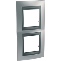 Рамка 2-м Unica Top верт. хром матовый/графит SchE MGU66.004V.238 Schneider Electric