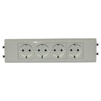 Механизм розетки 4-м СП 8мод. Mosaic 16А IP40 4х2P+N с заземл. суппортом безвинт. клеммы для кабель-канала DLP бел. Leg 077434 Legrand