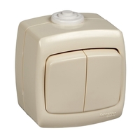 Выключатель 2-кл. ОП Рондо 10А IP44 250В 10АХ сл. кость SchE VA510-228B-SI Schneider Electric