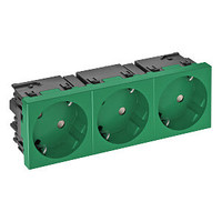 Розетка силовая 33° тройная 3х2К+З Modul45connect, со шторками, 16А 250В зеленая | 6120507 OBO Bettermann