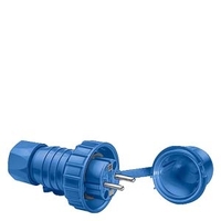 Вилка SCHUKO 10А 250В IP68 с крышкой синяя DELTA FLACHE Siemens 5UH1150