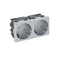 Розетка силовая 33° двойная 2х2К+З Modul45connect, со шторками, 16А 250В цвет алюминиевый лак | 6120493 OBO Bettermann