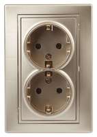 Розетка СП Plano 2х2P+E Schuko 1-205-04 16А-250В IP20 шампань Intro Б0030071 ЭРА (Энергия света)
