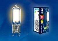 Лампа светодиодная LED-JCD-4W/WW/G9/CL GLZ01TR прозр. свет теплый бел. 3000К упак. картон Uniel UL-00001815
