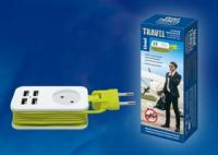 Удлинитель 1х1.5м без заземл. Travel S-CT1-1.5U White-Green 4хUSB 2.1А бел./салатов. Uniel UL-00003331