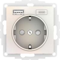 Розетка AtlasDesign 16А с 2-мя заряд. устройствами USB тип A+C 5В/2.4А 2х5В/1.2А механизм жемчуж. SchE ATN000432 Schneider Electric