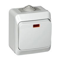 Выключатель 1-кл. ОП Этюд 10А IP44 10AX с подсветкой сер. SchE BA10-045C Schneider Electric