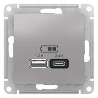 РОЗЕТКА USB ATLASDESIGN A+С, 5В/2,4А, 2х5В/1,2А, механизм, АЛЮМИНИЙ - ATN000339 Schneider Electric