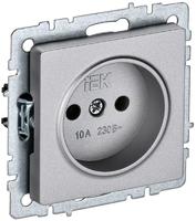 Розетка BRITE РС10-1-0-БрА 10А без заземл. защ. шторок алюм. IEK BR-R10-10-K47 (ИЭК)