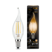 Лампа светодиодная филаментная Filament 11Вт свеча на ветру 2700К тепл. бел. E14 810лм GAUSS 104801111
