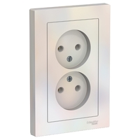 Розетка 2-м СП AtlasDesign 16А IP20 без заземл. в сборе жемчуж. SchE ATN000420 Schneider Electric