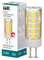 Лампа светодиодная Corn 5Вт капсульная 4000К нейтр. бел. G4 12В керамика IEK LLE-Corn-5-012-40-G4 (ИЭК)