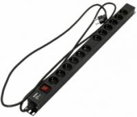 Блок розеток SHE-12SH-S-2.5EU 12 Schuko 16 A с выключателемкабель пит Hyperline 396987