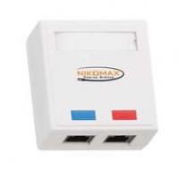 Розетка 2 порта кат.5e (класс D) 100МГц RJ45/8P8C 110/KRONE T568A/B на печатной плате неэкран. бел. NIKOMAX NMC-WO2UD2-WT NIKOMAX/NIKOLAN