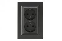 Розетка 2-м СП Karea 16А IP20 с/з дым. металлик Makel 56050082