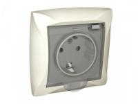 Розетка СП Дуэт с защ. крышкой шторки заземл. беж. SchE WDE000246 Schneider Electric