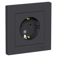 Розетка 1-м СП AtlasDesign 16А IP20 с заземл. защ. шторки в сборе карбон SchE ATN001044 Schneider Electric
