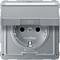 Механизм розетки 1-м СП Merten Aquadesign 16А IP20 с крышкой полем для надписи алюм. SchE MTN2312-7260 Schneider Electric