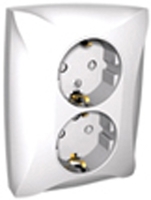 Розетка 2-м СП Дуэт 16А защ. шторки с заземл. бел. SchE WDE000126 Schneider Electric