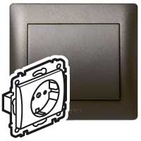 Механизм розетки 1-м СП Galea Life 16А IP20 2P+E с заземл. защ. шторки немецк. стандарт лицев. панелью темн. бронз. Leg 771263 Legrand