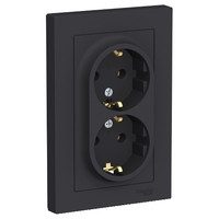 Розетка 2-м СП AtlasDesign 16А IP20 с заземл. в сборе карбон SchE ATN001024 Schneider Electric
