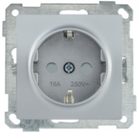 Механизм розетки 1-м СП Bolero РС14-1-0-Б 16А IP20 с заземл. защ. шторки серебр. IEK ERB14-K23-16 (ИЭК)