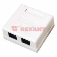 Розетка компьютерная 2-порта RJ-45(8P8C), категория 5е, внешняя | 03-0151 REXANT