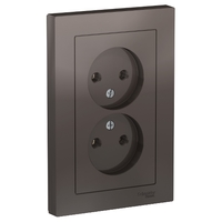Розетка 2-м СП AtlasDesign 16А IP20 без заземл. в сборе мокко SchE ATN000620 Schneider Electric