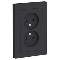 Розетка 2-м СП AtlasDesign 16А IP20 без заземл. в сборе карбон SchE ATN001020 Schneider Electric