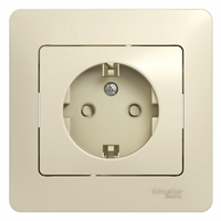 Розетка 1-м СП Glossa 16А IP20 с заземл. защ. шторки в сборе беж. SchE GSL000244 Schneider Electric