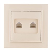 Розетка компьютерная + телефонная 2-м СП Минск RJ45 Phone беж. EKF ERK00-135-20