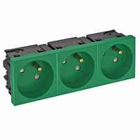 Розетка тройная 33° Modul45connect, франц. стандарт, 250 В, 16A (зеленый) (STD-F3C MZGN3) | 6120696 OBO Bettermann