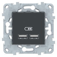 Механизм розетки USB 2-м UNICA NEW 5В/2100мА антрацит SchE NU541854 Schneider Electric