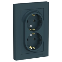 Розетка 2-м СП AtlasDesign 16А IP20 с заземл. в сборе изумруд SchE ATN000824 Schneider Electric