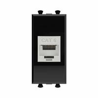 Компьютерная розетка RJ-45 без шторки модульная, кат.6 экранированная, "Avanti", "Черный квадрат", 1 модуль | 4402791 DKC (ДКС)