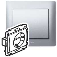 Механизм розетки 1-м СП Galea Life 16А IP20 2P+E с заземл. защ. шторки немецк. стандарт лицев. панелью алюм. Leg 771363 Legrand