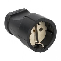 Штепсельное гнездо с заземлением черное ПВХ 16A 250B - ASGO16-30 EKF