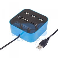 Разветвитель USB на 3 порта+картридер (все в одном) черный | 18-4121 REXANT