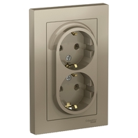 Розетка 2-м СП AtlasDesign 16А IP20 с заземл. в сборе шампань SchE ATN000524 Schneider Electric