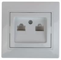 Розетка информационная 2xRJ45, СУ, Plano, белый, 1-304-01 ЭРА (Энергия света) Б0043241