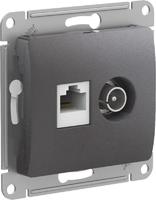 Механизм розетки компьютерной + ТВ 2-м GLOSSA RJ45 кат. 5Е графит SchE GSL001389 Schneider Electric